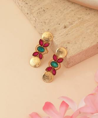 Gold plated multicolor coined choker set 4