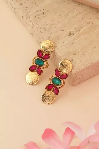 Gold plated multicolor coined choker set