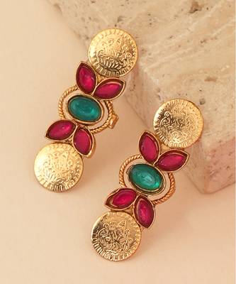 Gold plated multicolor coined choker set 5
