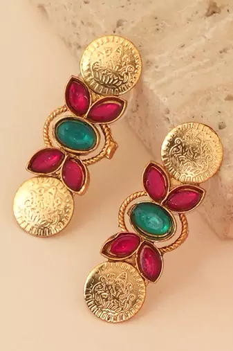 Gold plated multicolor coined choker set