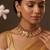 Gold plated maroon stones coined choker set