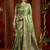 olive silk blend swarovski work festive wear saree
