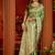 olive silk blend swarovski work festive wear saree