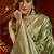 olive silk blend swarovski work festive wear saree