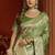 olive silk blend swarovski work festive wear saree