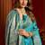 sky blue silk blend swarovski work festive wear saree