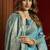 sky blue silk blend swarovski work festive wear saree