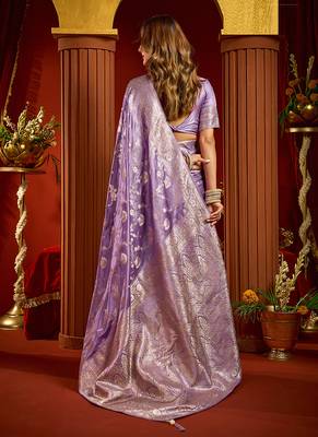 lavender silk blend swarovski work festive wear saree 2