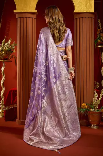 lavender silk blend swarovski work festive wear saree