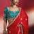 Blood red fancy soft shimmering sequin stone work party wear saree