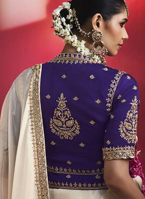 White fancy soft shimmering sequin stone work party wear saree 3