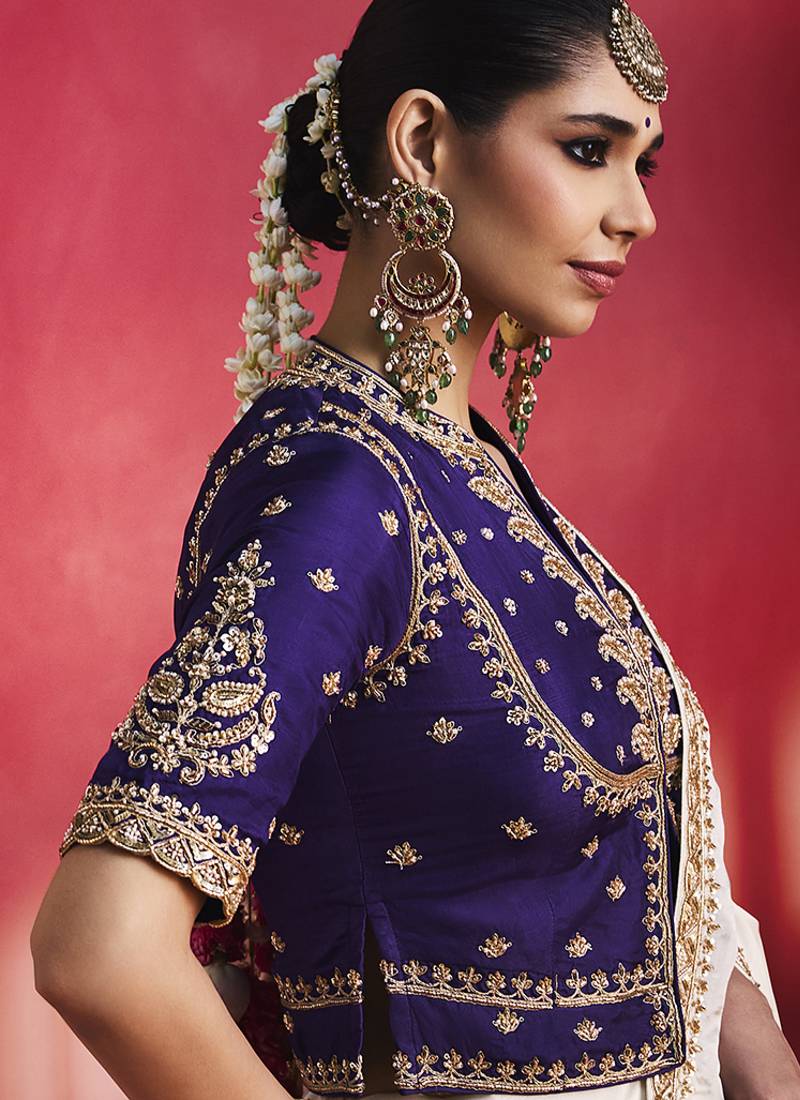 White fancy soft shimmering sequin stone work party wear saree