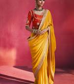 Orange fancy soft shimmering sequin stone work party wear saree