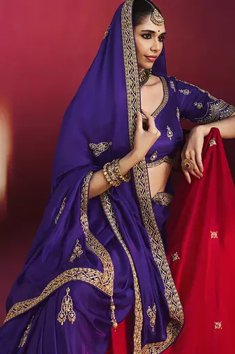 Navy blue fancy soft shimmering sequin stone work party wear saree
