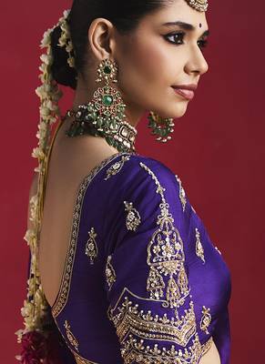 Navy blue fancy soft shimmering sequin stone work party wear saree 4