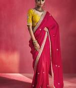 Red fancy soft shimmering sequin stone work party wear saree