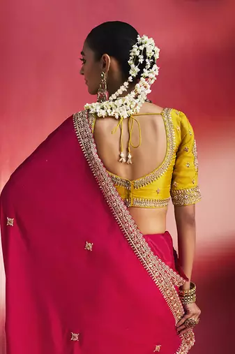 Red fancy soft shimmering sequin stone work party wear saree