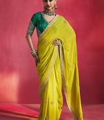 Olive fancy soft shimmering sequin stone work party wear saree