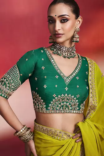 Olive fancy soft shimmering sequin stone work party wear saree