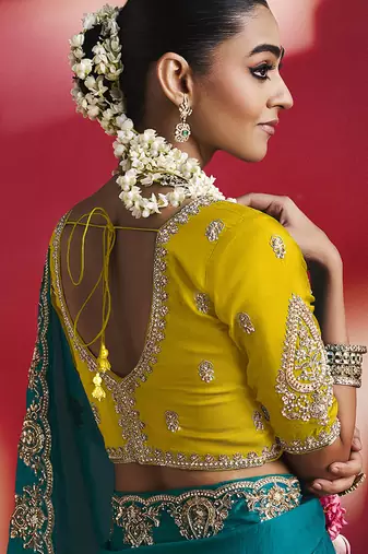 Peacock blue fancy soft shimmering sequin stone work party wear saree