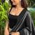 Black color art silk blend sarees with blouse