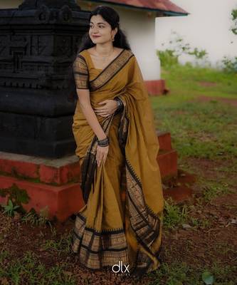 Yollow Black color art silk blend sarees with blouse 3