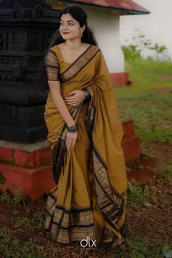 Yollow Black color art silk blend sarees with blouse