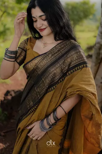 Yollow Black color art silk blend sarees with blouse