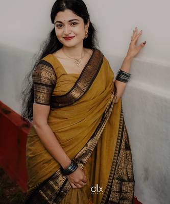 Yollow Black color art silk blend sarees with blouse 5