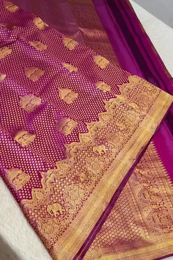Pink color art silk blend sarees with blouse