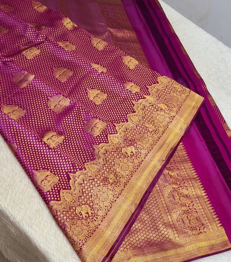 Pink color art silk blend sarees with blouse