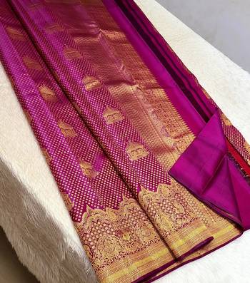 Pink color art silk blend sarees with blouse 3