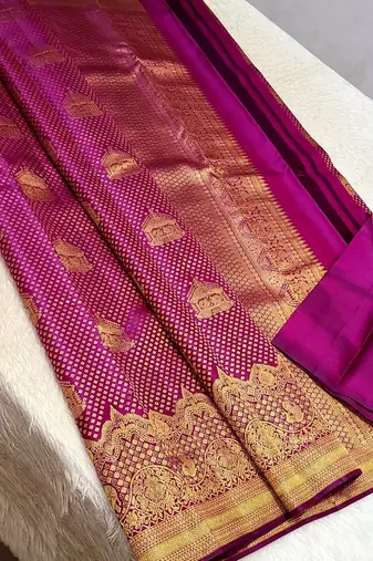 Pink color art silk blend sarees with blouse