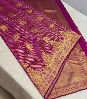 Pink color art silk blend sarees with blouse 4
