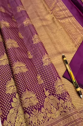 Wine color art silk blend sarees with blouse