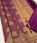 Wine color art silk blend sarees with blouse