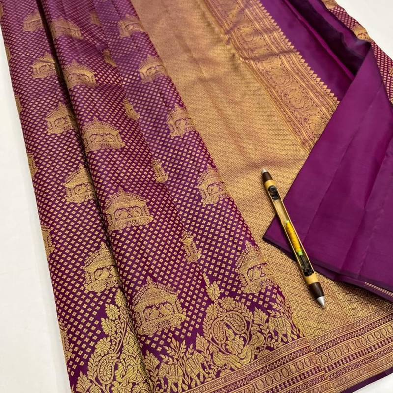 Wine color art silk blend sarees with blouse