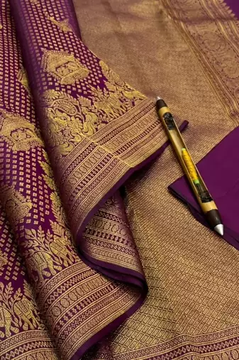 Wine color art silk blend sarees with blouse