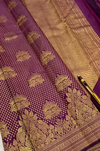 Wine color art silk blend sarees with blouse