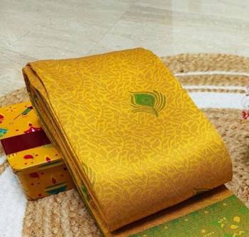 Yellow popti color art silk blend sarees with blouse 4