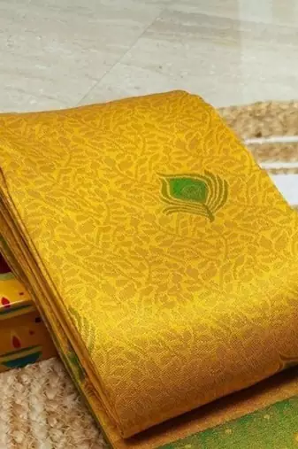 Yellow popti color art silk blend sarees with blouse