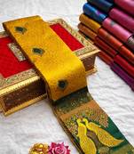 Yellow Green color art silk blend sarees with blouse