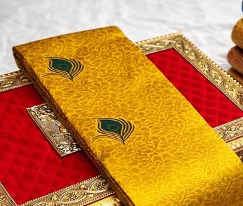 Yellow Green color art silk blend sarees with blouse 3