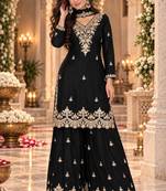 Black wedding collection chinon silk full stitched suits free size upto size 44