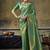 green silk blend with handloom weaving festive wear saree