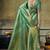green silk blend with handloom weaving festive wear saree