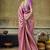 onion pink silk blend with handloom weaving festive wear saree