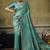 sky blue pink silk blend with handloom weaving festive wear saree