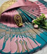 Baby pink color art silk blend sarees with blouse
