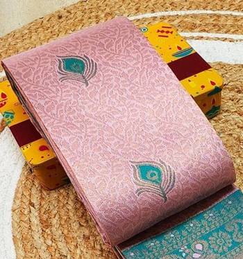 Baby pink color art silk blend sarees with blouse 4